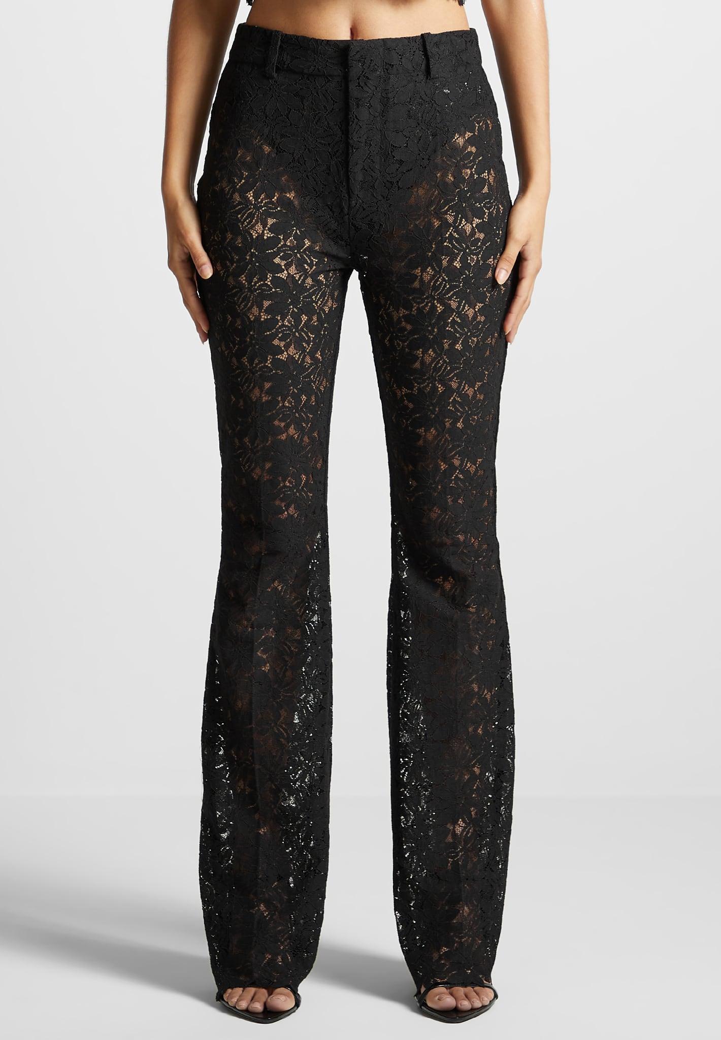 Lace Fit and Flare Trousers - Black Female Product Image