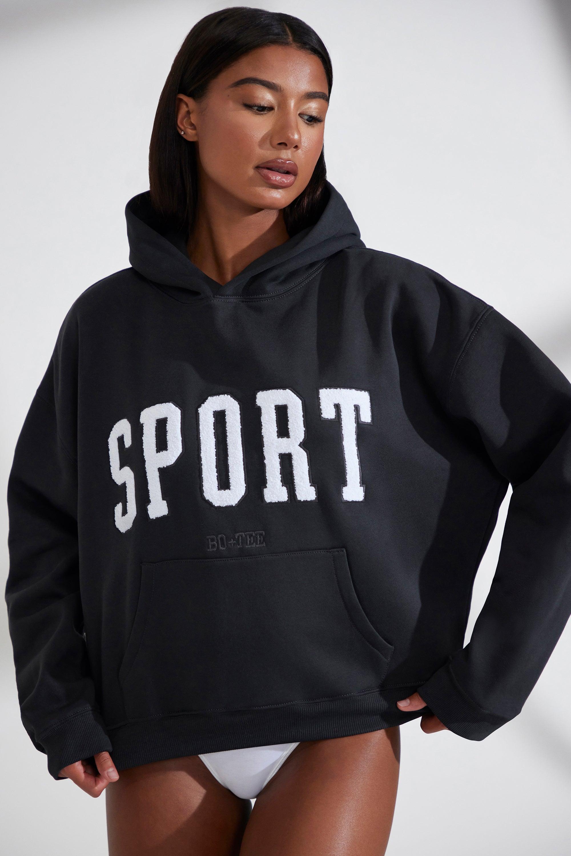 Oversized Hooded Sweatshirt in Black Product Image