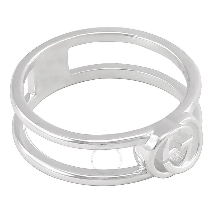 Ladies Sterling Silver Interlocking G 6mm Ring In Silver Tone Product Image