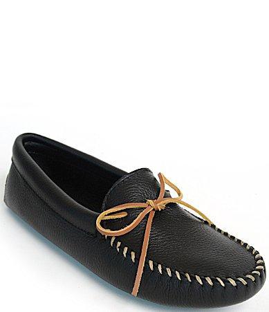 Minnetonka Mens Double Deerskin Leather Softsole Slippers Product Image