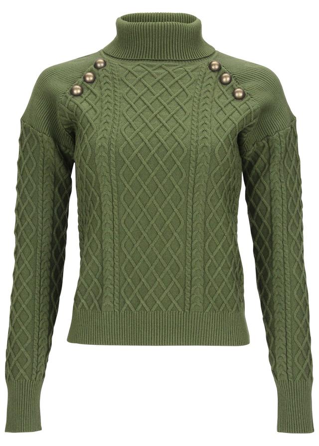 Military Button Sweater - Bronze Green Product Image