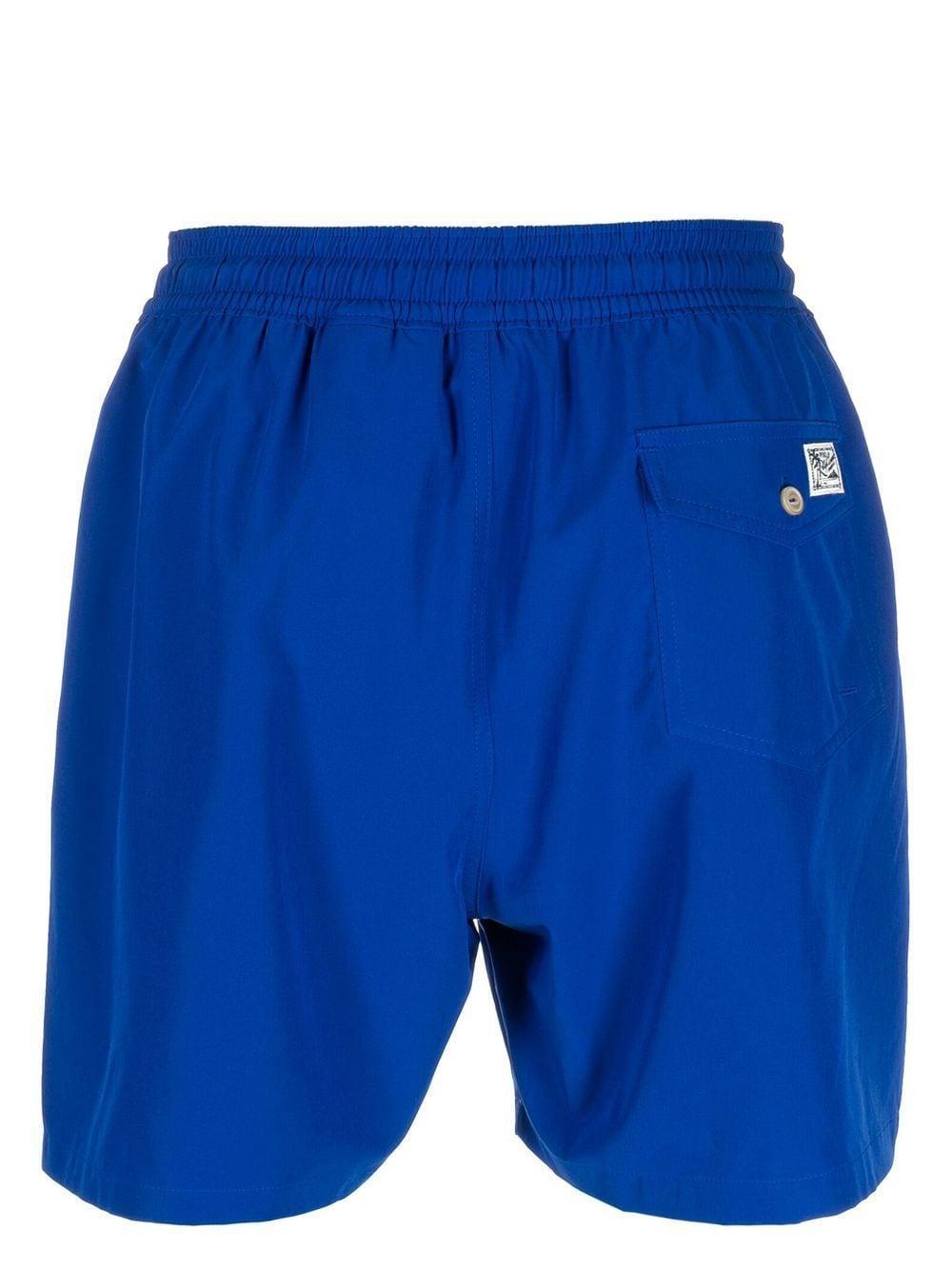 Polo Pony Drawstring Swim Shorts In Blue Product Image