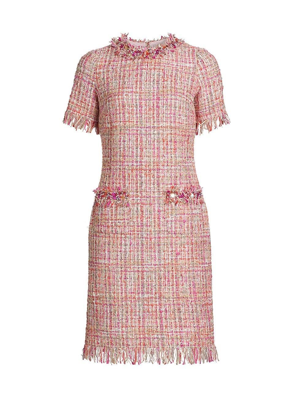 Womens Tweed Raw-Edge knee-Dress product image