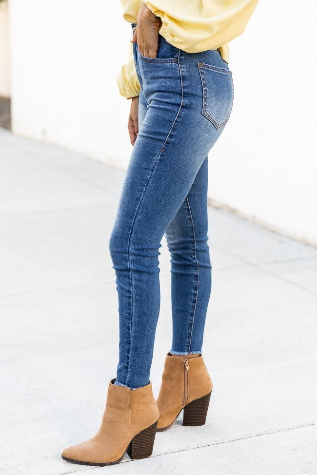 Mary Frayed Edge Medium Wash Skinny Jeans FINAL SALE Product Image