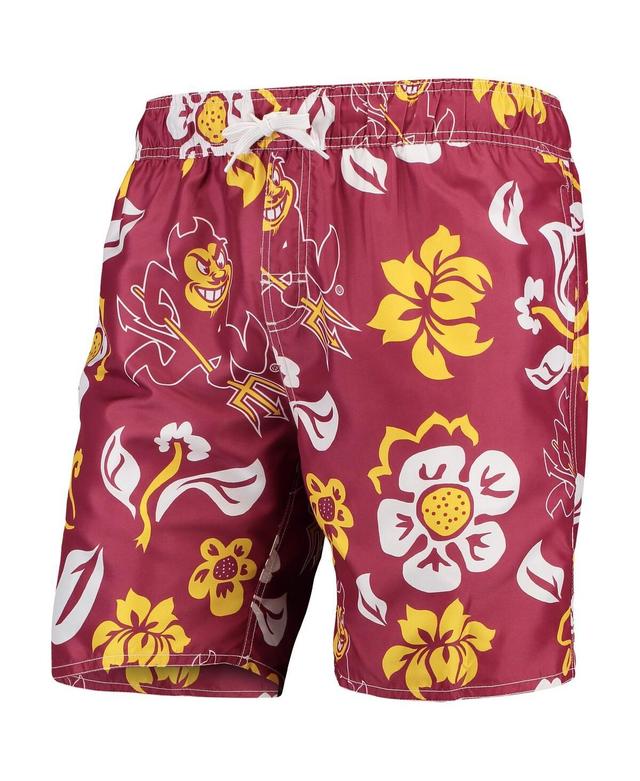 Mens Wes & Willy Maroon Arizona State Sun Devils Floral Volley Swim Trunks Product Image