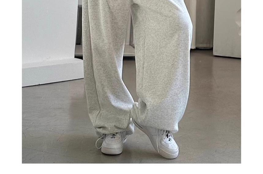 High Rise Plain Wide Leg Sweatpants Product Image