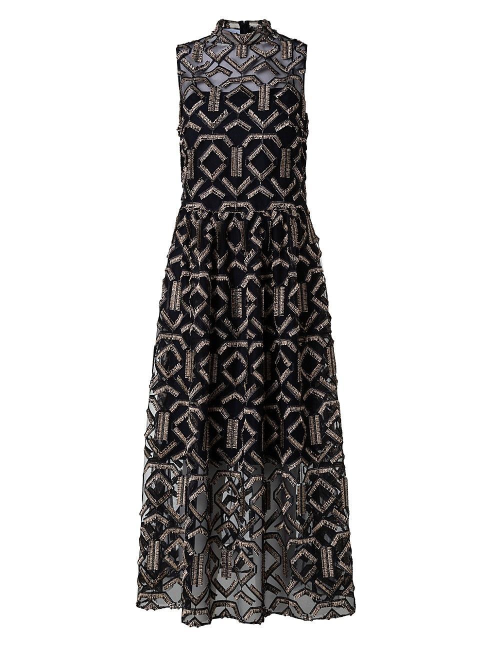 Akris punto Metallic Embroidery Sleeveless Midi Dress Product Image