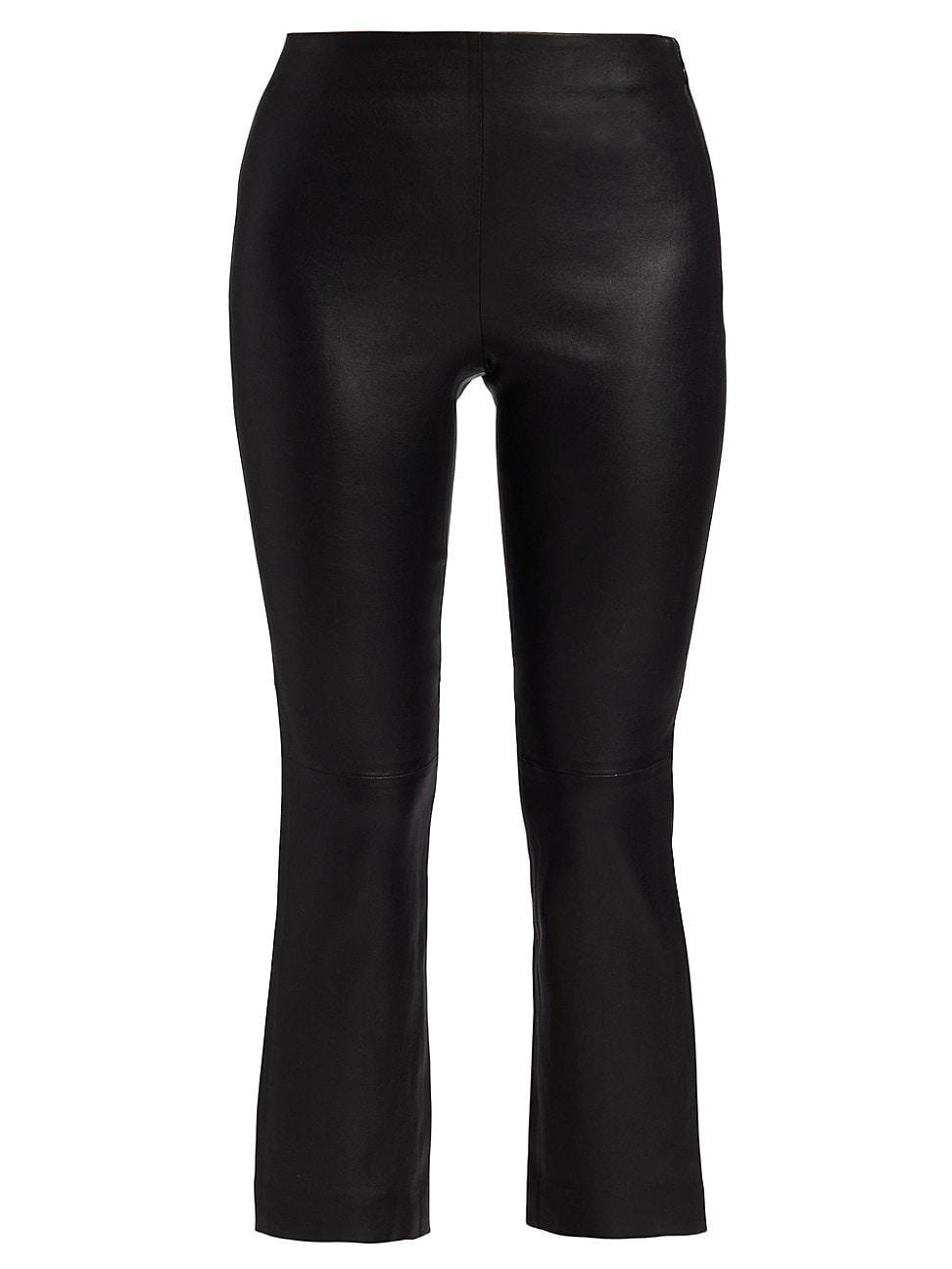 Womens Cropped Leather Boot-Cut Pants product image