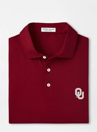 Peter Millar Mens Oklahoma Tesseract Performance Jersey Polo | Color: Crimson | Size: L Product Image