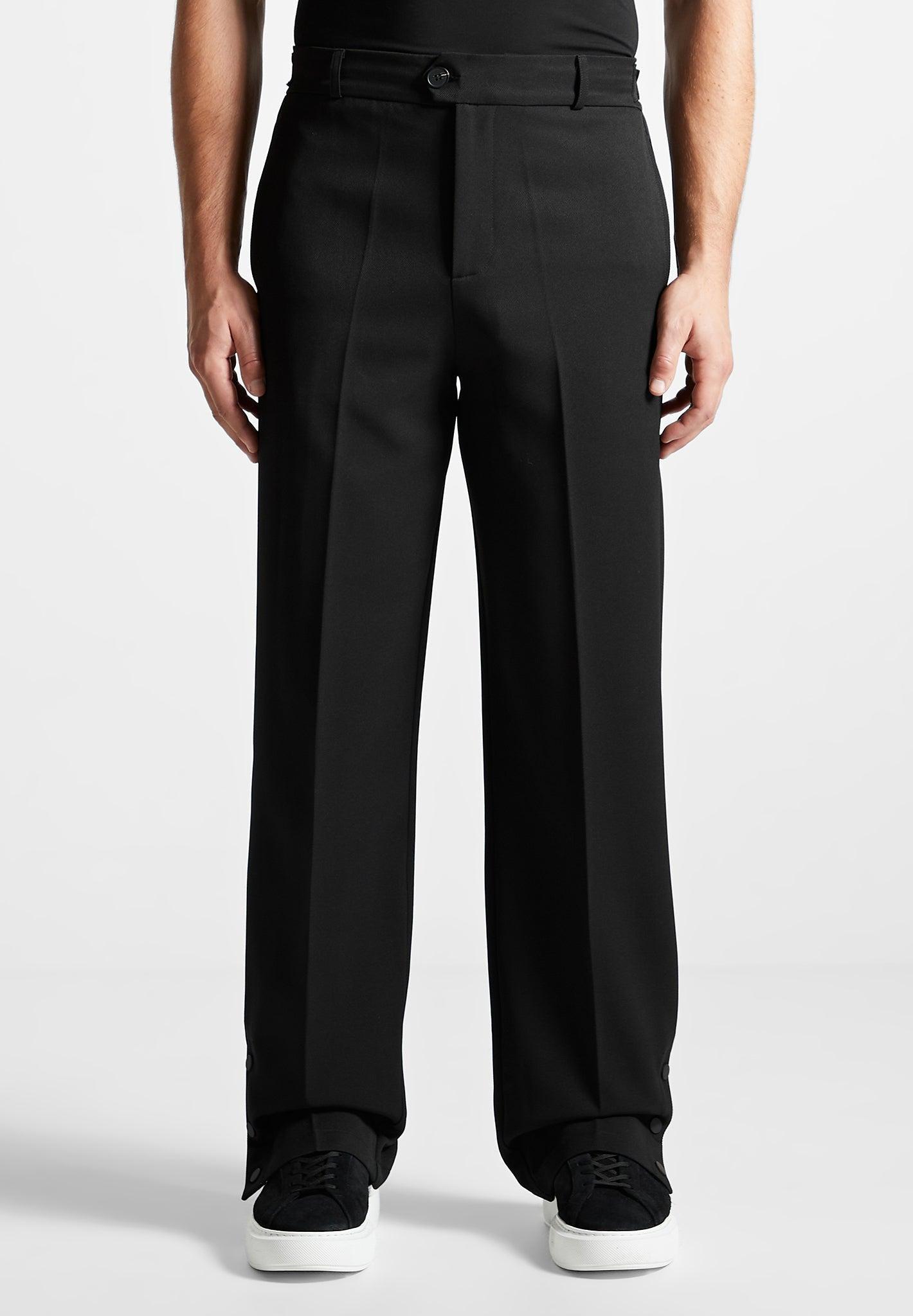 Straight Leg Buttoned Cuff Trousers - Black / Black / MAN2750-01 product image