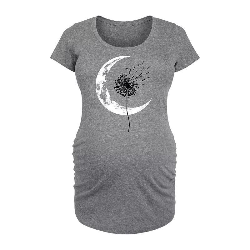 Maternity Dandelion Crescent Moon Graphic Tee, Womens Grey Gray Product Image