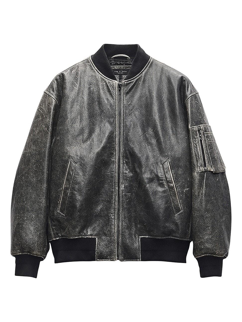 Mens Manston Leather Bomber Jacket Product Image