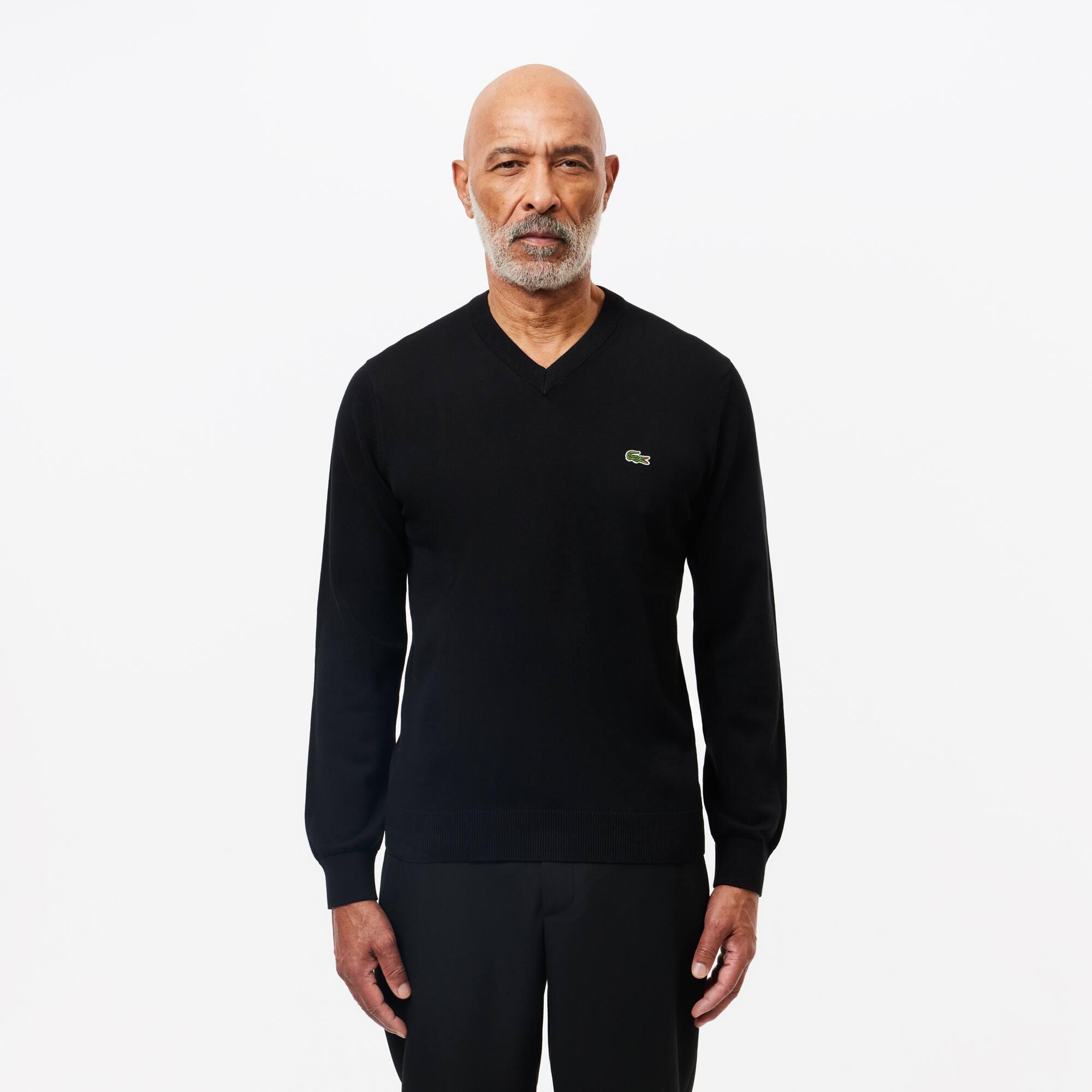 Monochrome Cotton V-neck Sweater Product Image