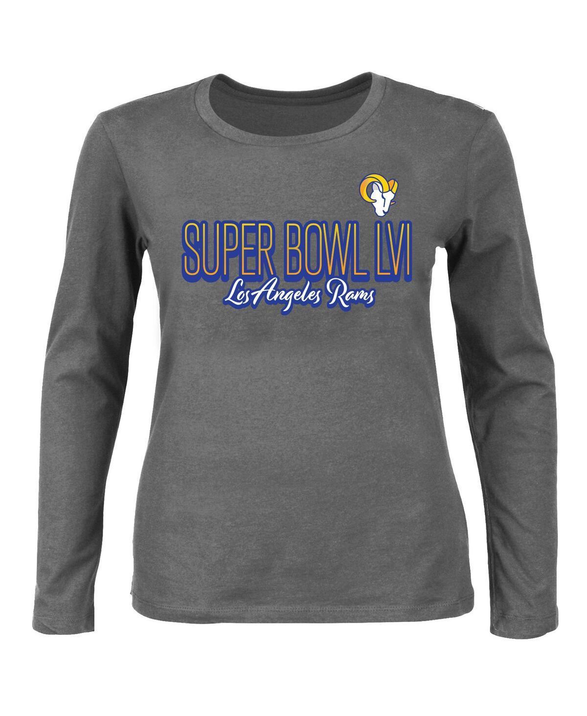 Womens Fanatics Charcoal Los Angeles Rams Super Bowl Lvi Bound Plus Size Color Fade Scoop Neck Long Sleeve T-shirt product image