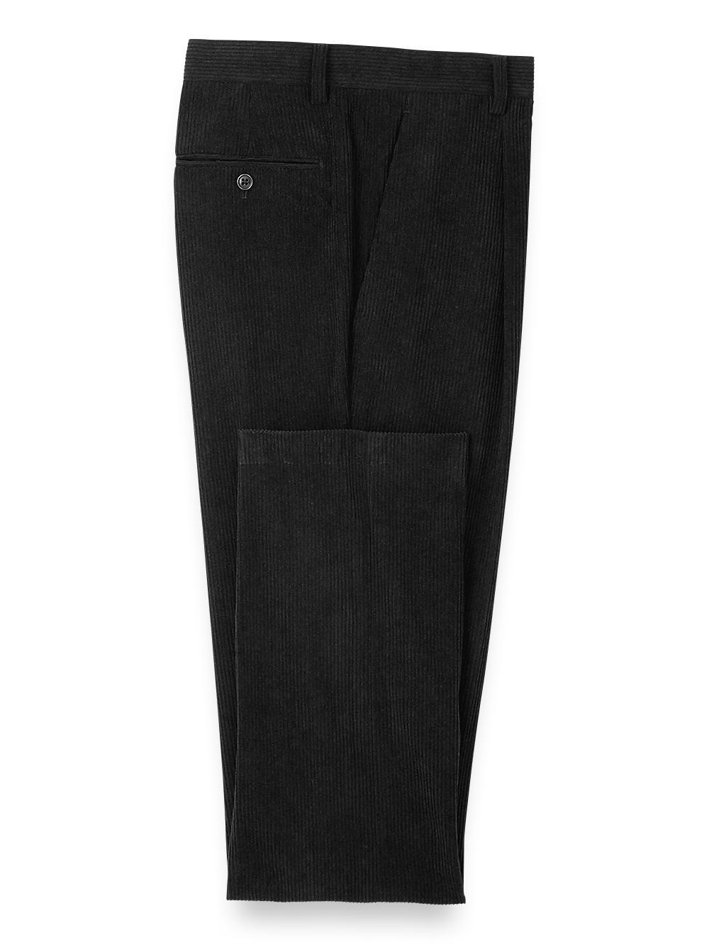 Corduroy Single Pleated Suit Pants - Black Product Image