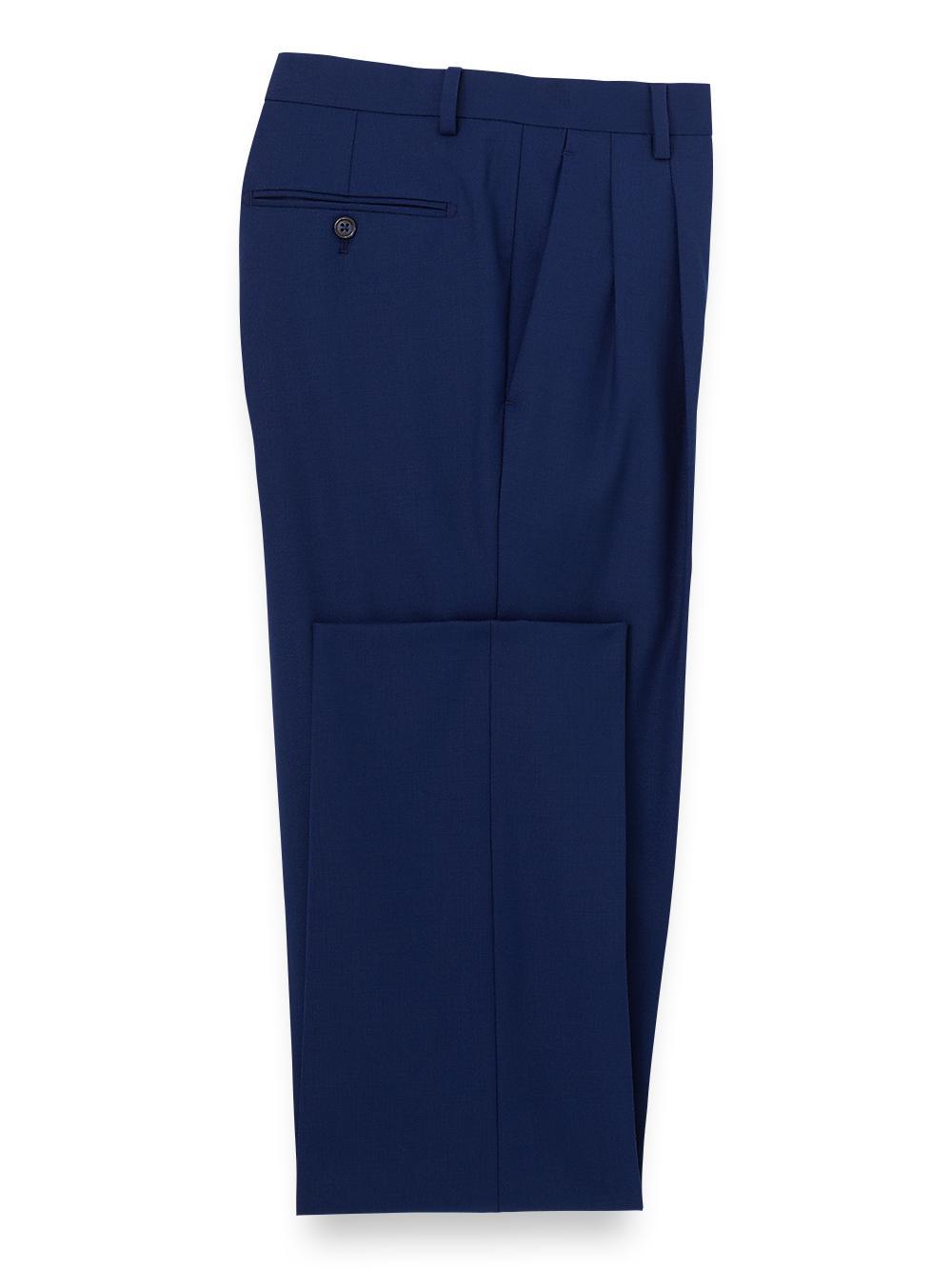 Wool Stretch Bengaline Pleated Suit Pants Product Image