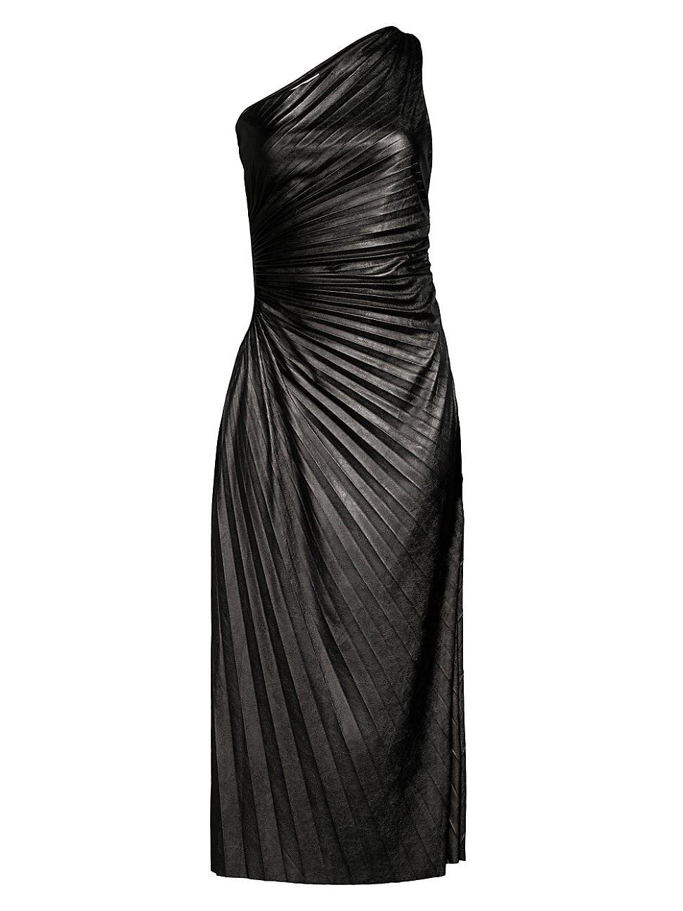 Womens Solie Coated One-Shoulder Midi-Dress Product Image