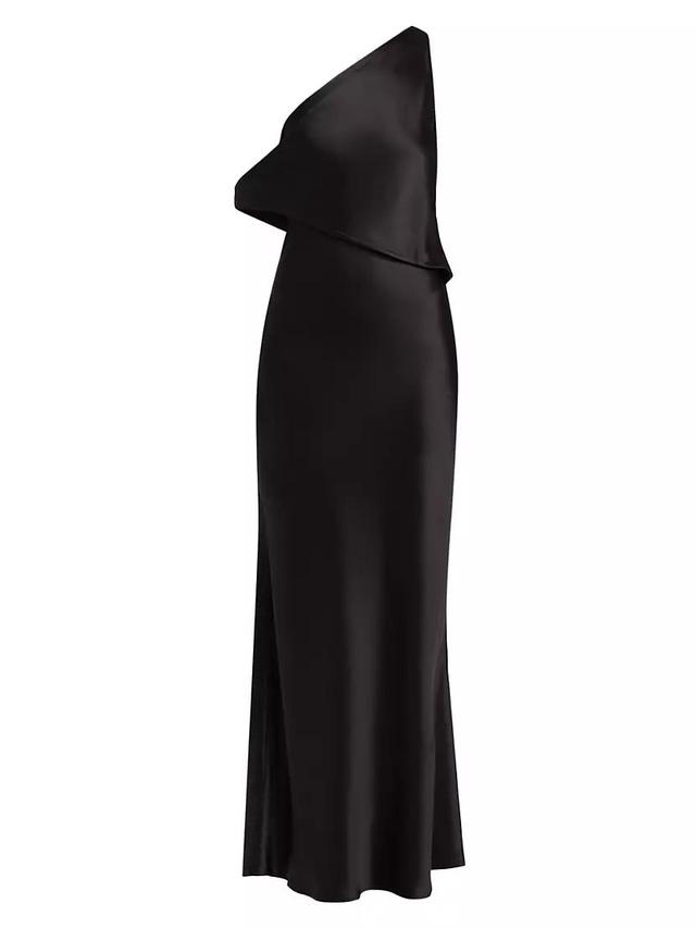 Naomi Draped Satin One-Shoulder Gown Product Image