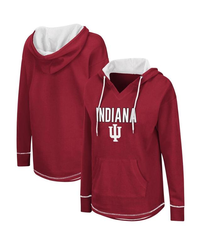 Womens Colosseum Crimson Indiana Hoosiers Tunic V-Neck Pullover Hoodie Product Image