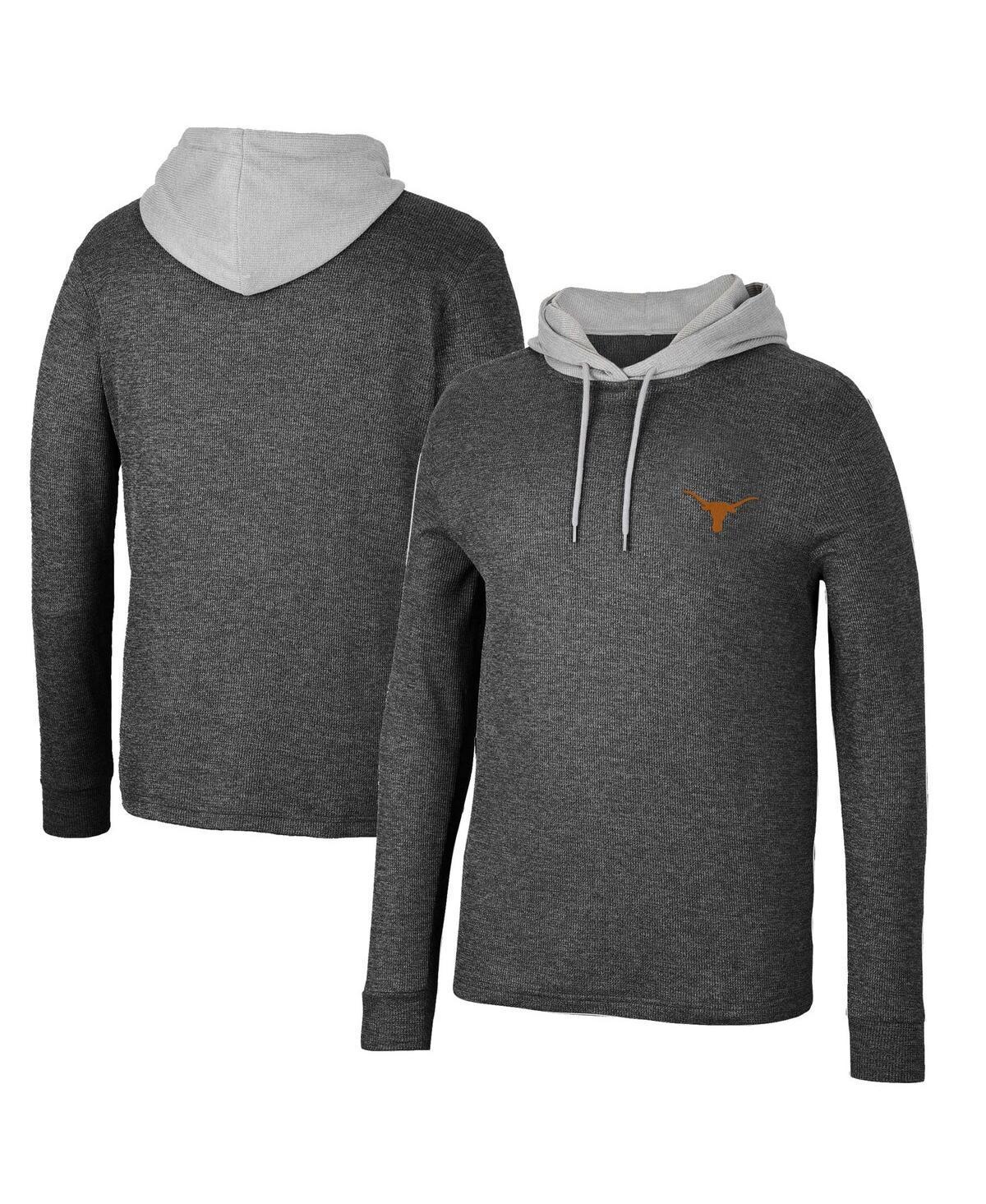 Mens Colosseum Black Texas Longhorns Ballot Waffle-Knit Thermal Long Sleeve Hoodie T-shirt Product Image