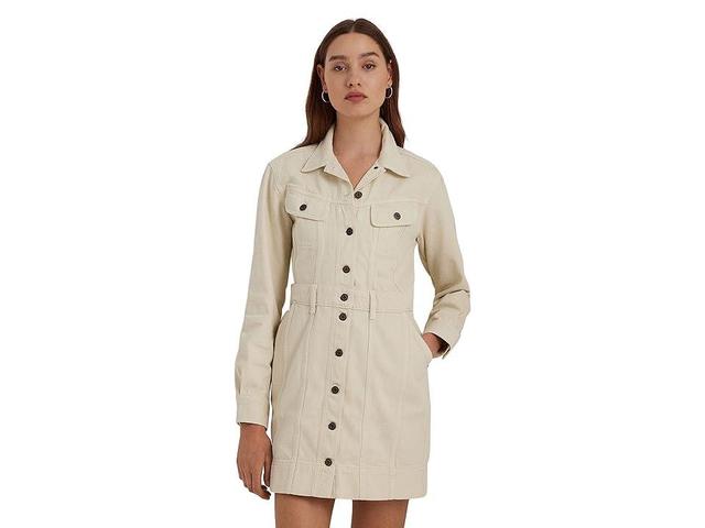 Lauren Ralph Lauren Denim Shirtdress (Cream Wash) Women's Clothing Product Image