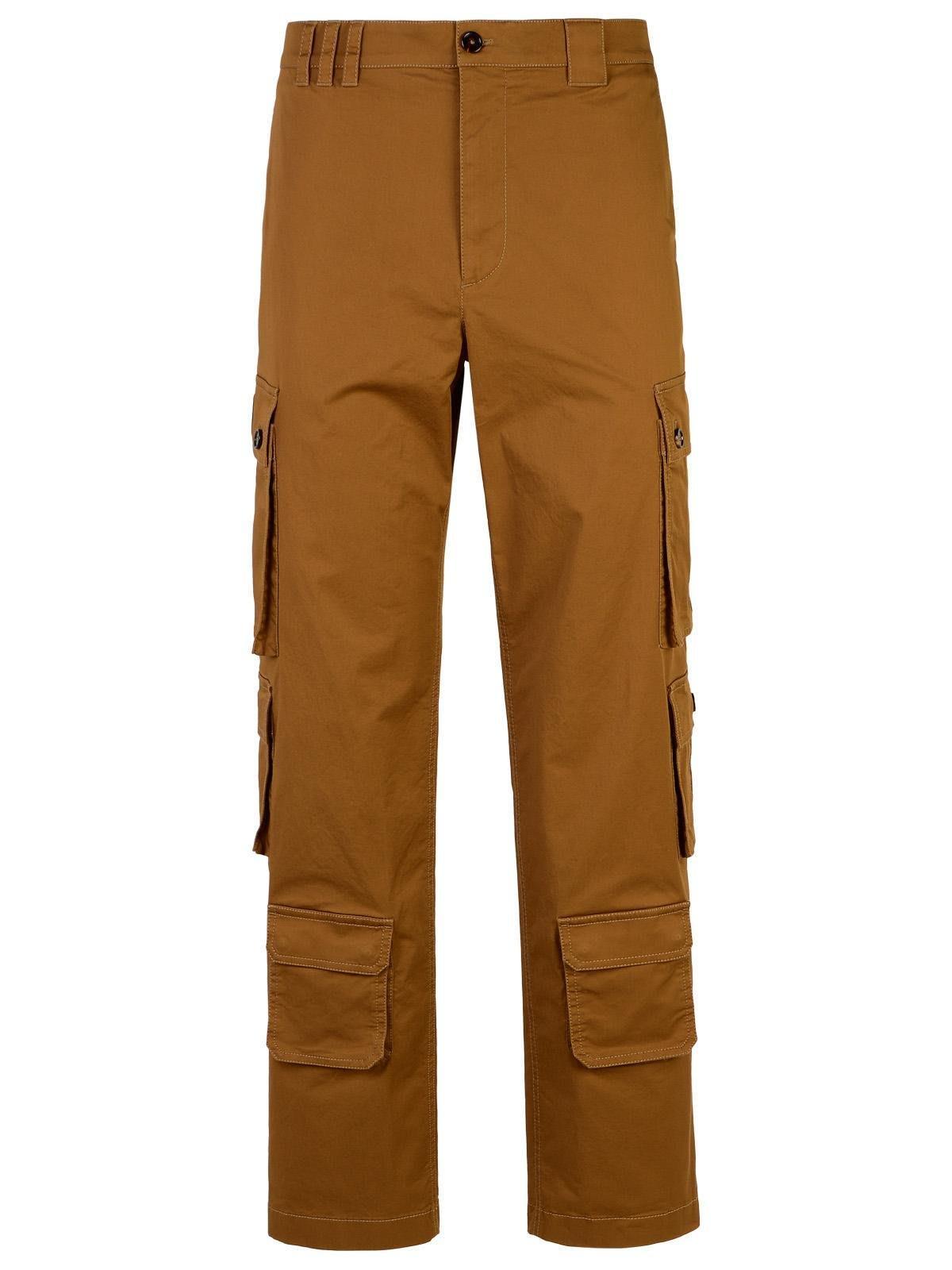 Cargo Trousers With Logo Patch In Brown Product Image