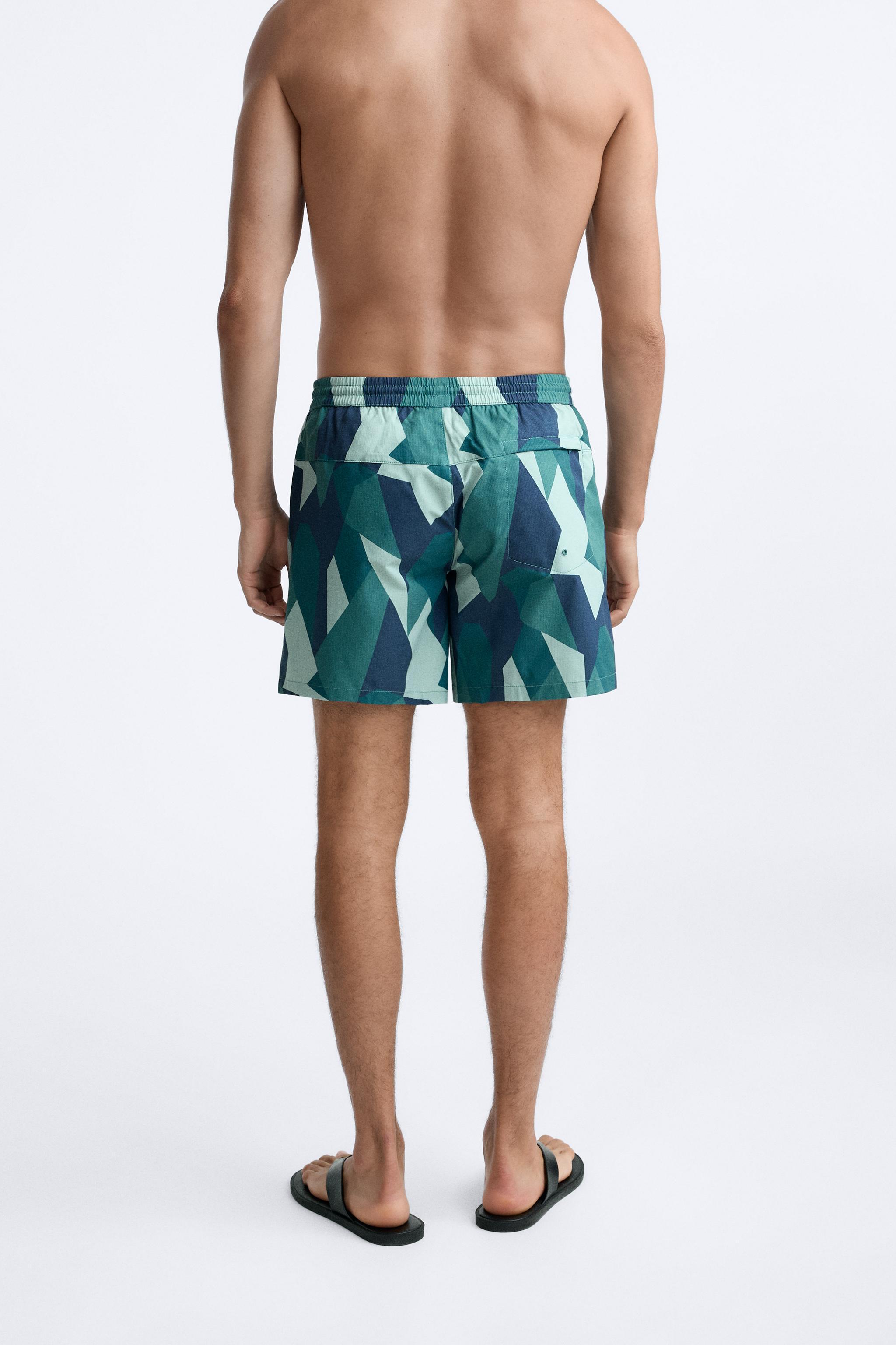 LONG ABSTRACT PRINTED SWIMMING TRUNKS Product Image