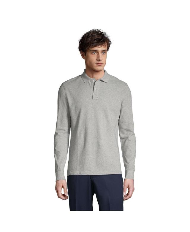 Mens Lands End Long Sleeve Mesh Polo Shirt Product Image