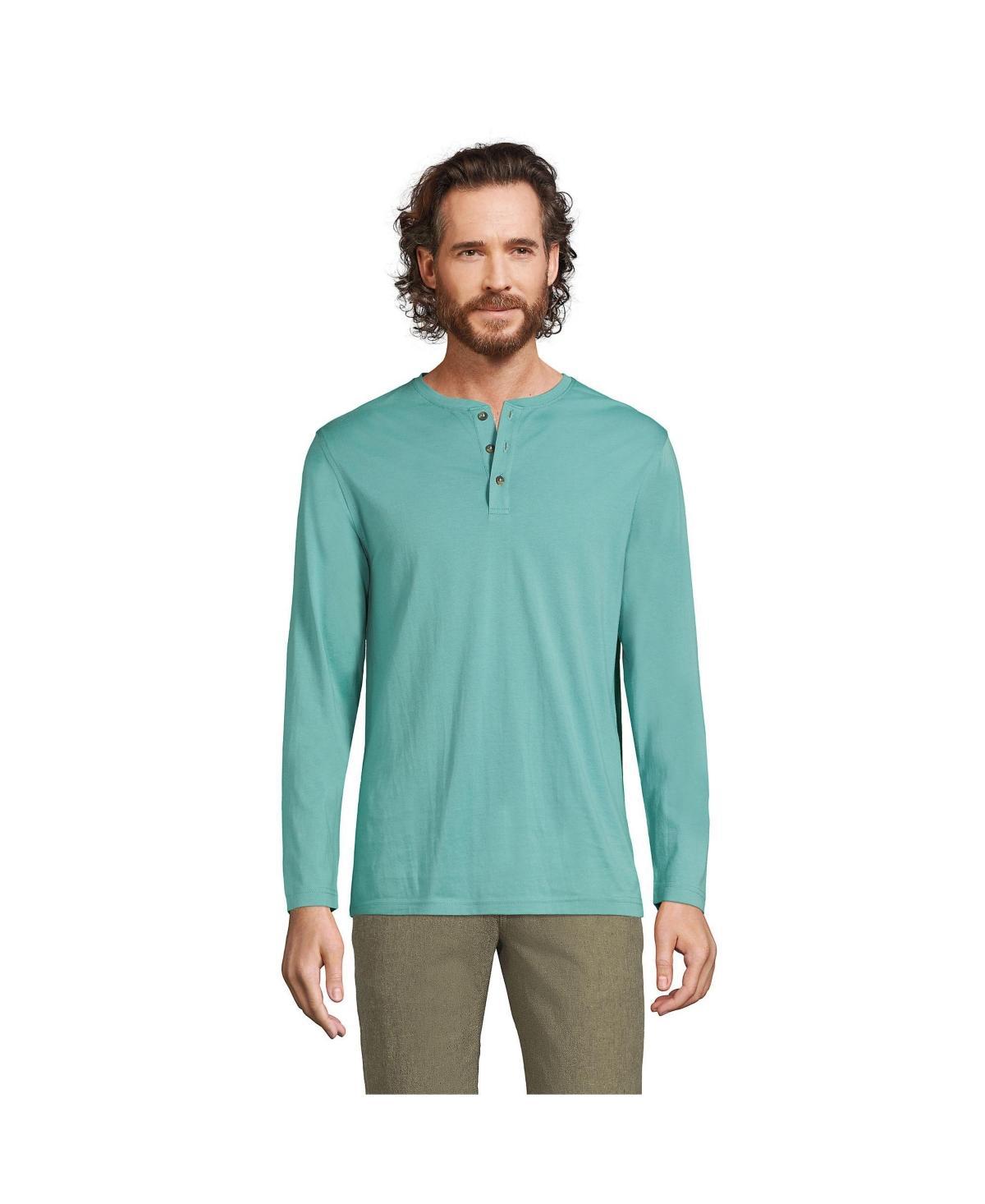 Lands End Mens Supima Jersey Long Sleeve Henley T-Shirt Product Image