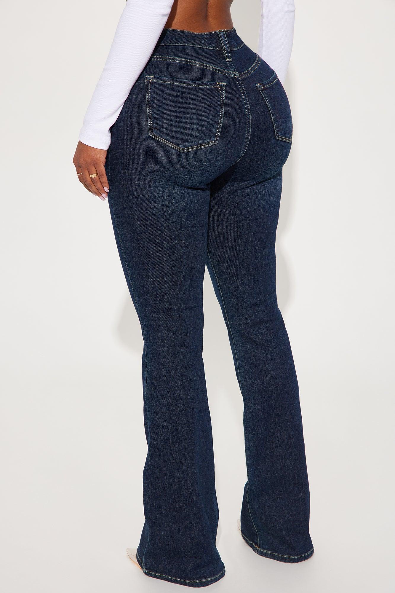 Instant BBL Padded Stretch Sculpting Flare Jeans - Dark Wash Product Image