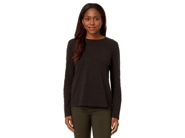 Elliott Lauren Long Sleeve Garment Dye Crew Neck Tee (Mocha) Women's Clothing Product Image