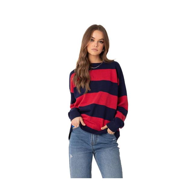 EDIKTED Logan Stripe Oversize Sweater in Red at Nordstrom, Size X-Small Product Image