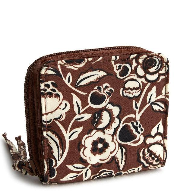 Vera Bradley Small Zip-Around Wallet Women in Bubbly Flowers Cinnamon Brown Product Image