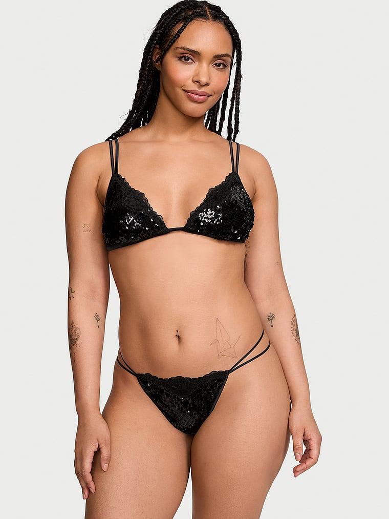 Sequin Strappy Bralette & Panty Set Product Image