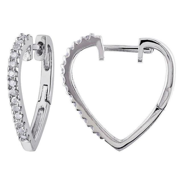 Stella Grace Sterling Silver 1/4 Carat T.W. Diamond Heart Hoop Earrings, Womens Product Image