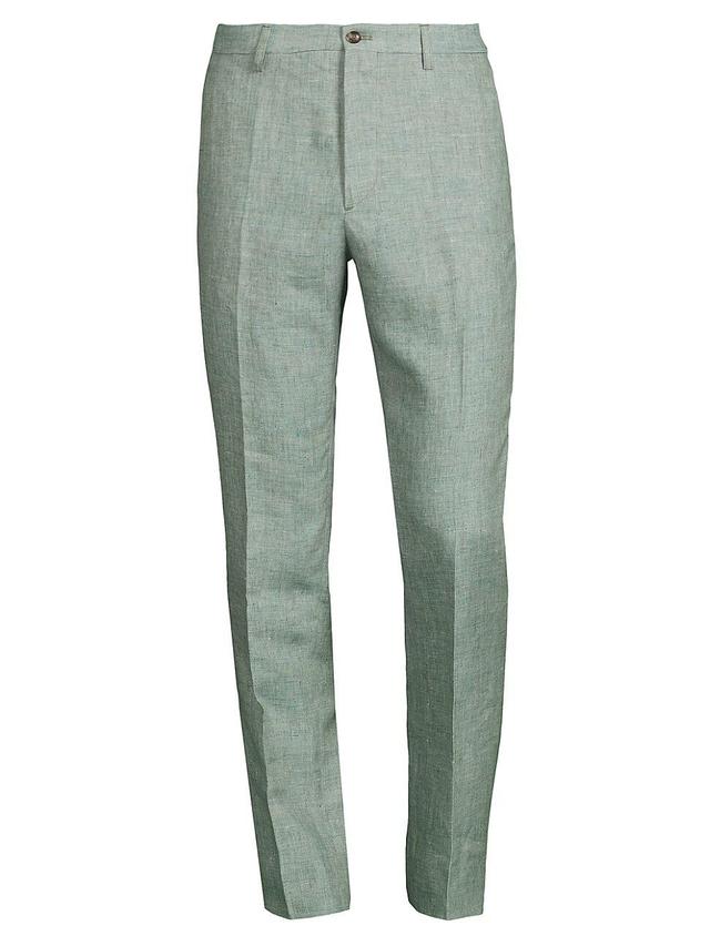 Mens Linen Flat-Front Trousers Product Image