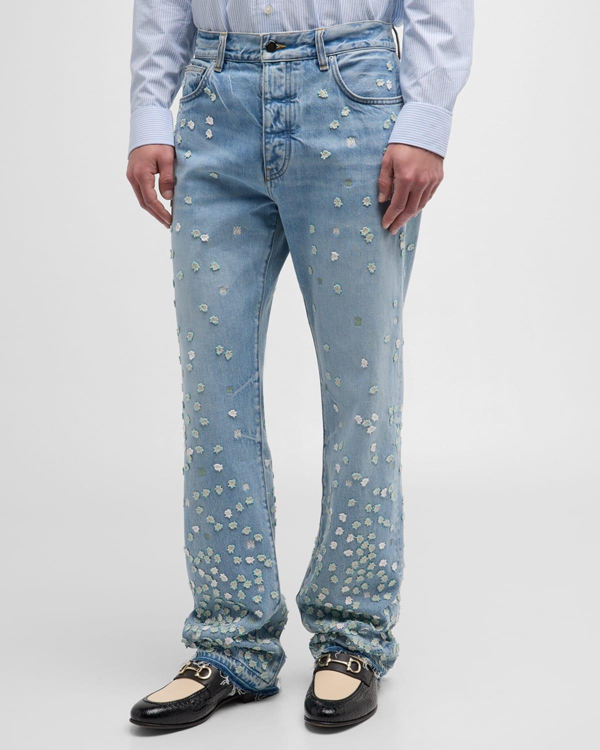 Mens Floral Straight-Leg Jeans Product Image