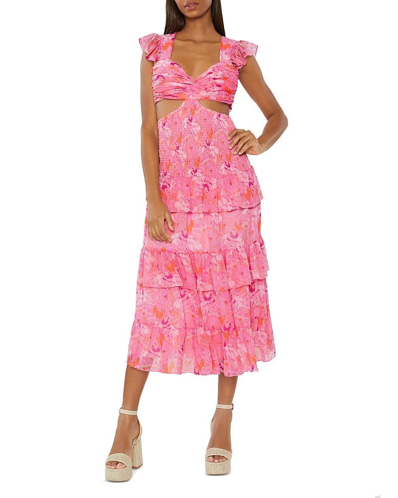 Womens Neely Smocked Cut-Out Midi-Dress Product Image