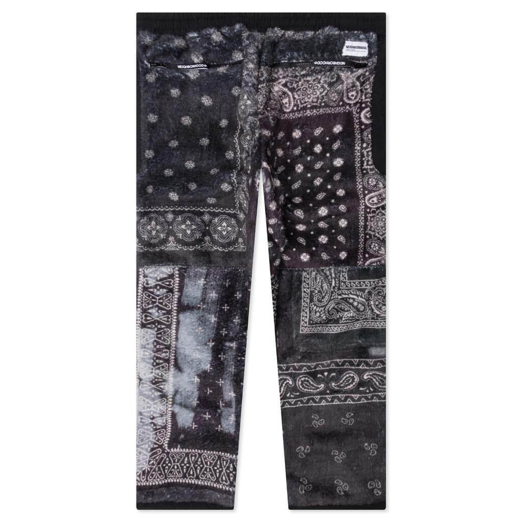 Bandana Pattern Fleece Pants - Black Male Product Image