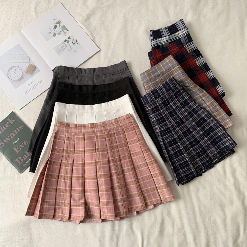 Pleated A-Line Mini Skirt Product Image