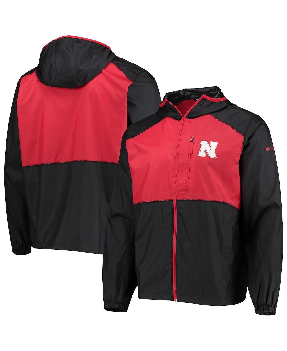 Mens Columbia /Scarlet Nebraska Huskers Flash Forward Hoodie Full-Zip Lightweight Windbreaker Product Image