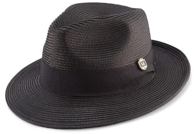 Black Braided Wide Brim Pinch Fedora Matching Grosgrain Ribbon Product Image