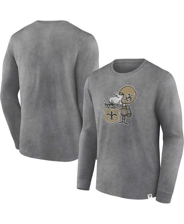 Mens Fanatics Branded Heather Charcoal New Orleans Saints Washed Primary Long Sleeve T-Shirt Product Image