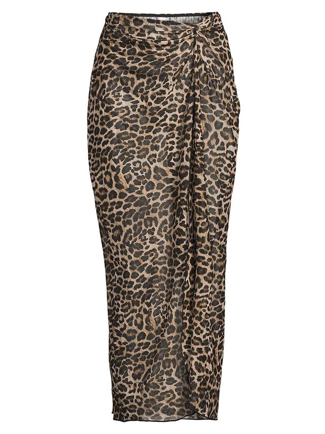 Womens Lori Leopard Print Maxi Sarong Skirt Product Image