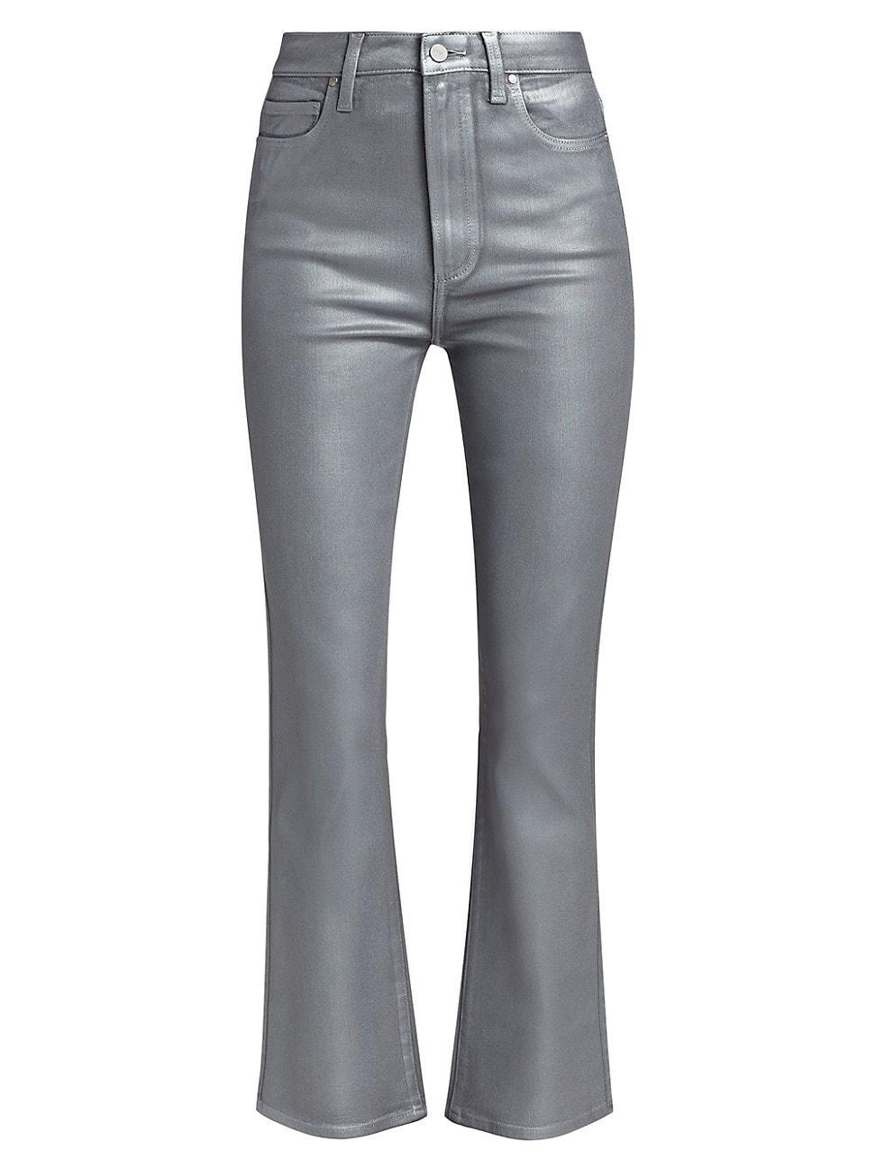 Womens Claudine Metallic High-Rise Stretch Cropped Flare Jeans Product Image