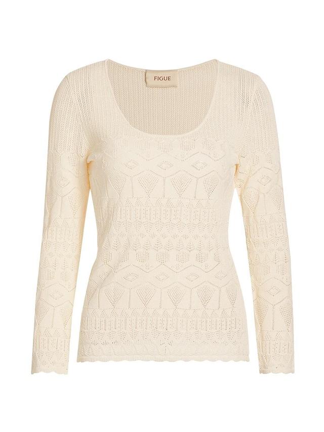 Womens Amanda Pointelle Knit Top Product Image