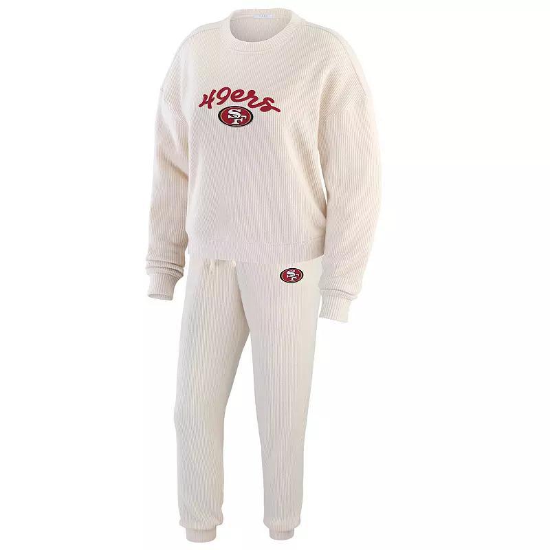 Womens WEAR by Erin Andrews Oatmeal San Francisco 49ers Rib-Knit Long Sleeve T-Shirt & Pants Lounge Set Product Image