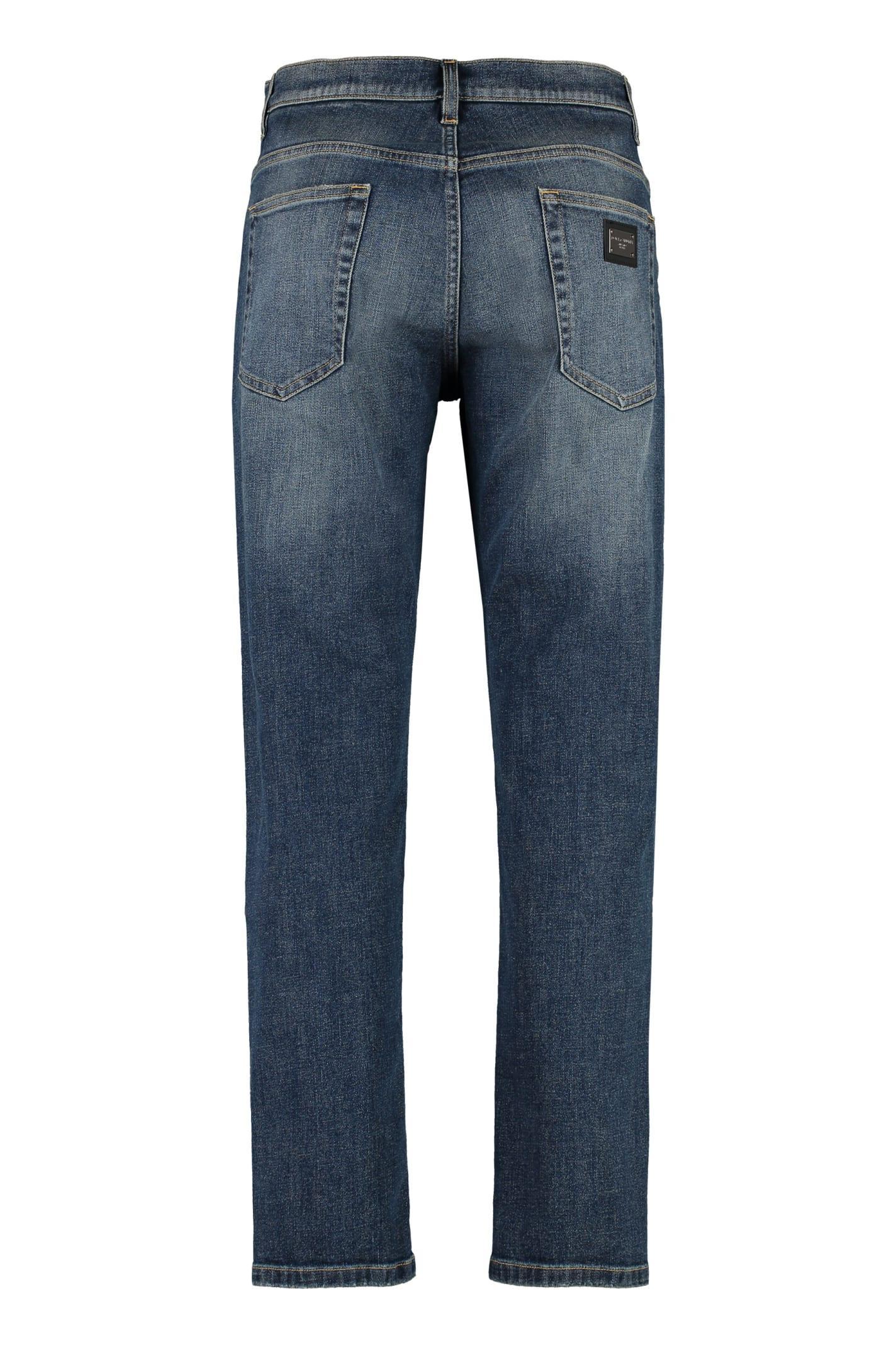 Loose-fit Contrast Stitching Custom Jeans For Men In Denim Product Image