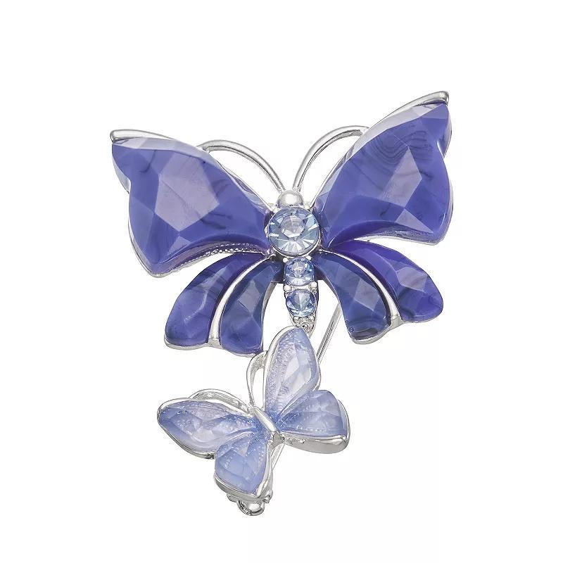 Napier Silver Tone Faux Crystal Summer Butterflies Pin, Womens, Blue Product Image