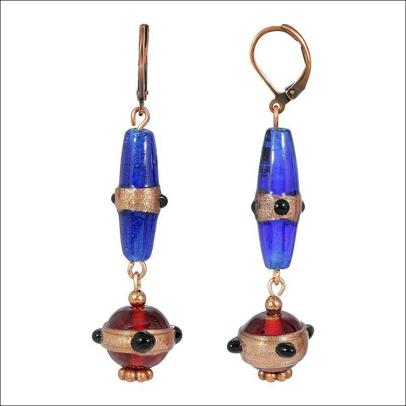 1928 Jewelry Copper Tone Blue Drop Earrings Product Image